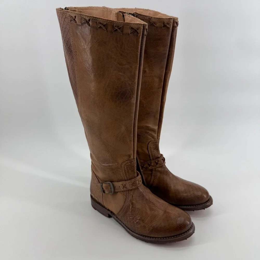 Bed‎ Stu Cobbler Series Distressed Riding Boots Womens 7 Brown Leather Tall